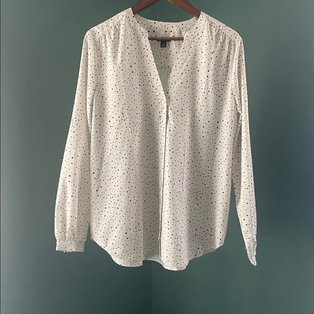 Ann Taylor Factory Black and White Polka Dot Top